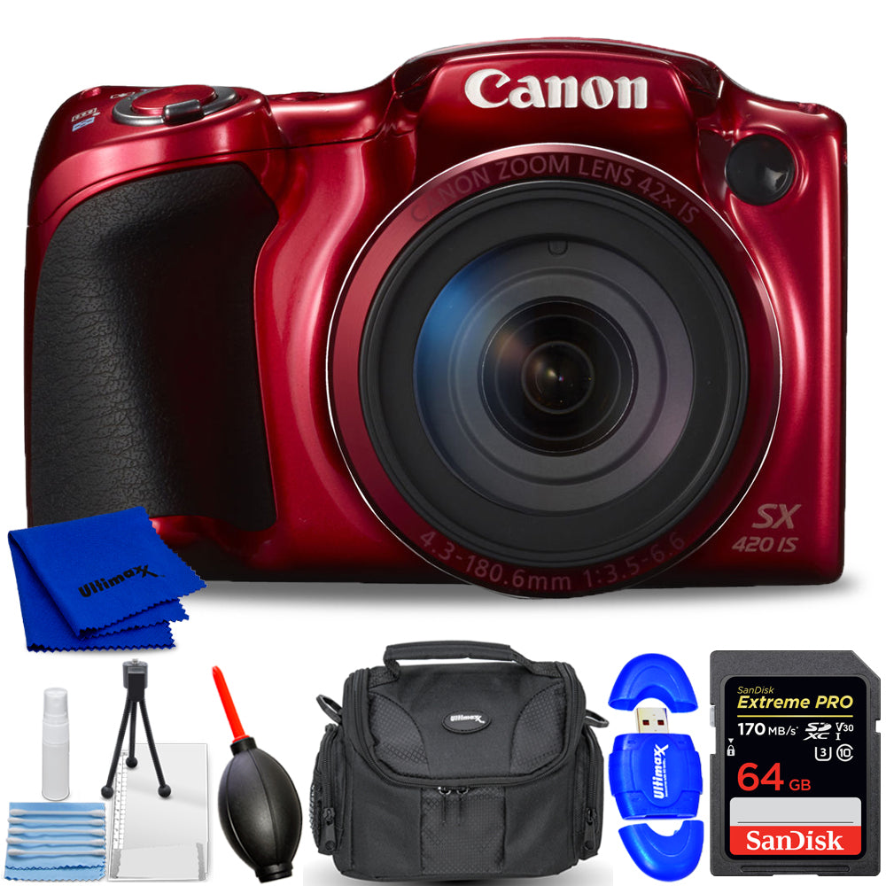 Canon PowerShot SX420 IS 20MP Digital Camera (Red) 1069C001 - 7PC Acce –  The Pixel Hub