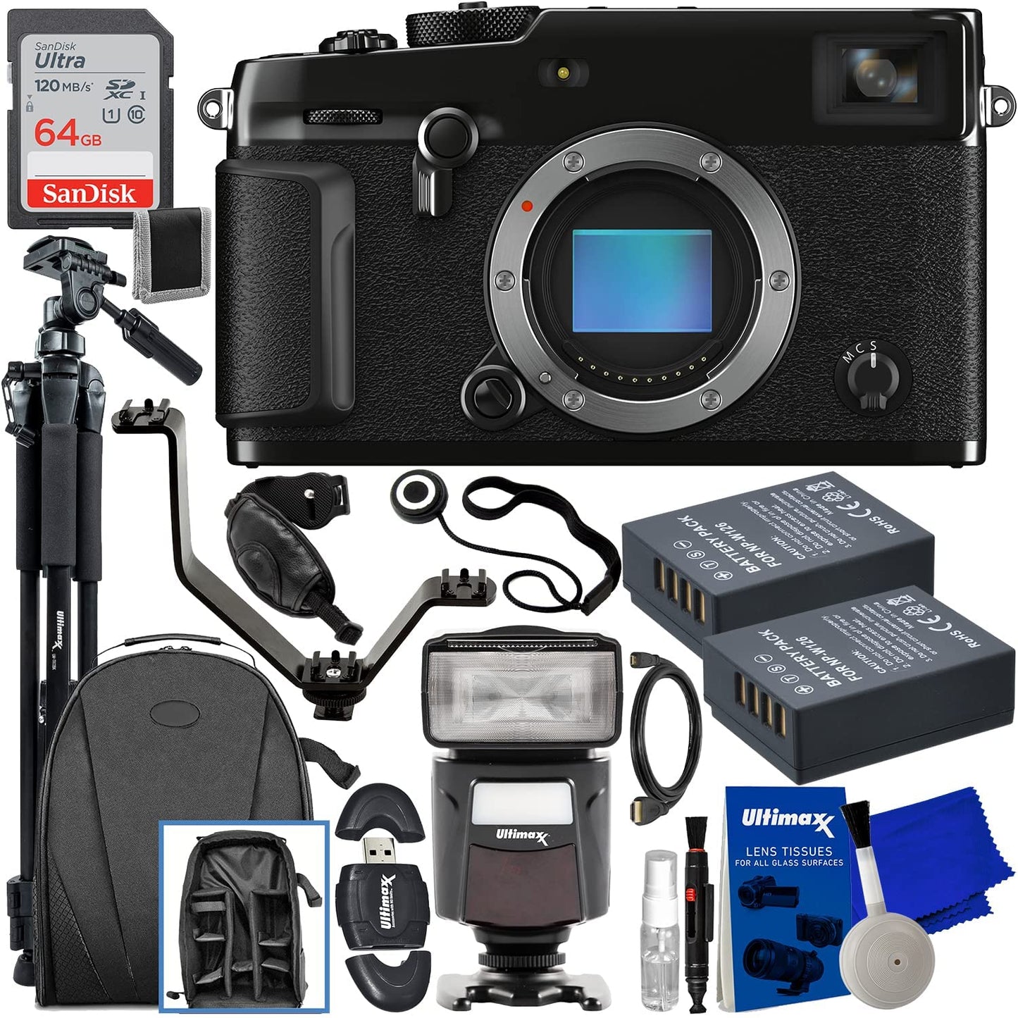 FUJIFILM X-Pro3 Mirrorless Camera (Body Only Black) - 14PC Accessory Bundle