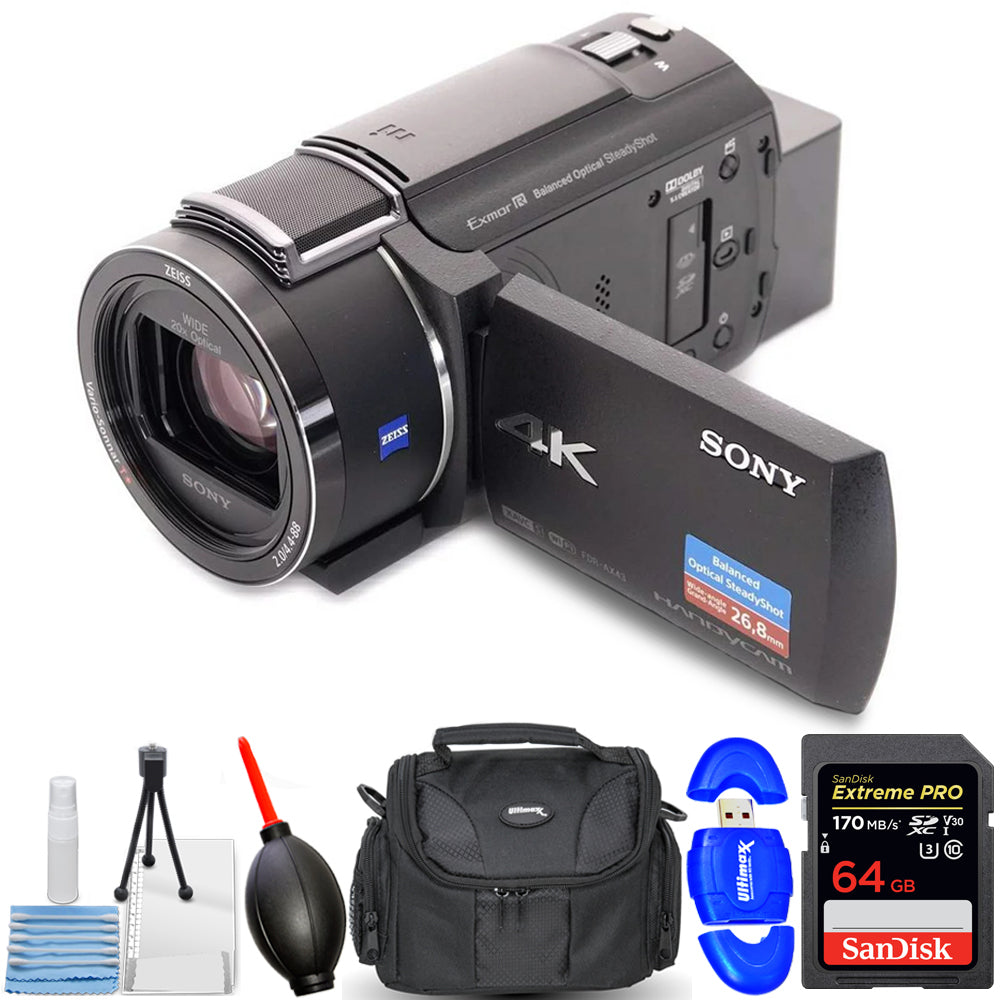 Sony FDR-AX43A UHD 4K Handycam Camcorder FDR-AX43A/B - 7PC Accessory Bundle