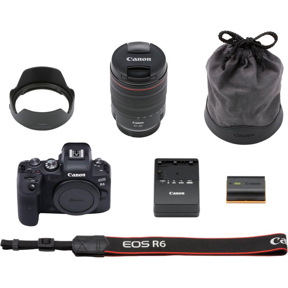 Canon EOS R6 Mirrorless Camera with 24-105mm f/4 Lens - 7PC Accessory Bundle