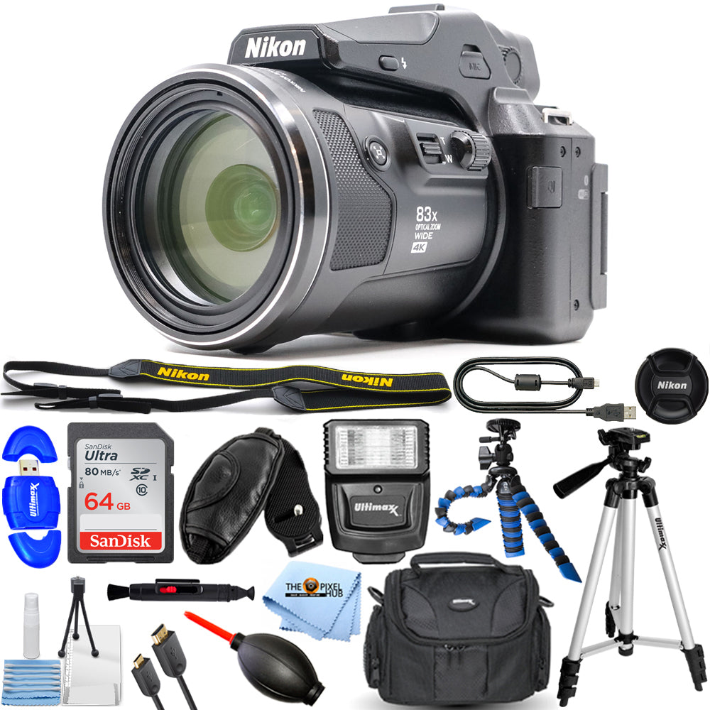 Nikon COOLPIX P950 Digital Camera 26532 + 64GB + Flash + Tripod Bundle