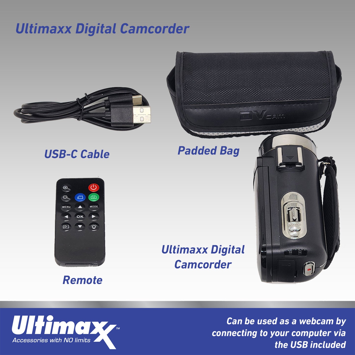 Ultimaxx 4K Ultra HD Camcorder Video Vlogging Camera with LED Light 42MP, 18x Digital Zoom with Remote Control 3.0" LCD Screen Christmas Holiday GIFT