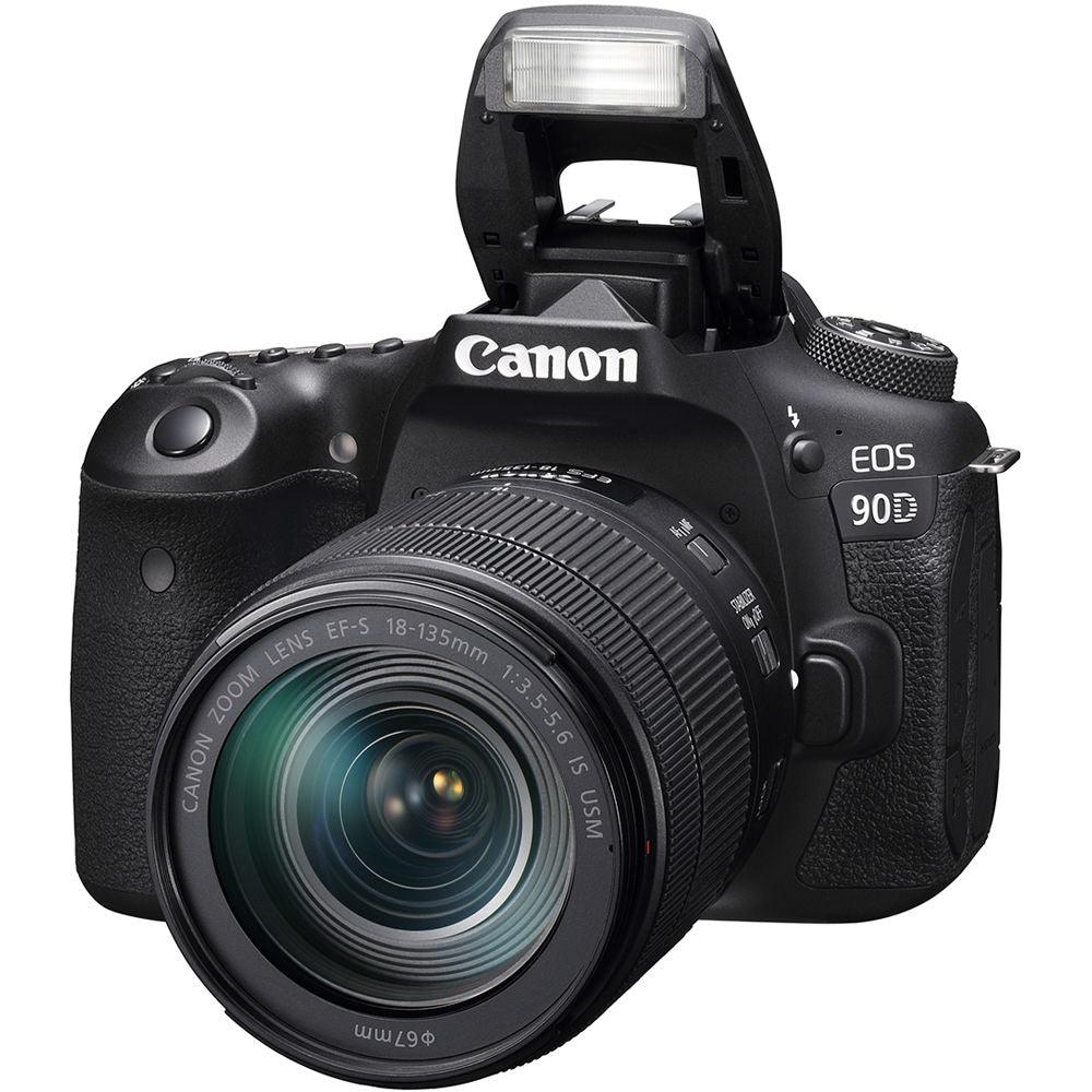 Canon EOS 90D DSLR Camera with 18-135mm Lens + 64GB + Flash + Tripod Bundle