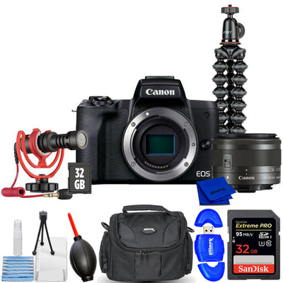 Canon EOS M50 Mark II Mirrorless Camera (Black) w/ 15-45mm Lens Vlogger 32GB Kit