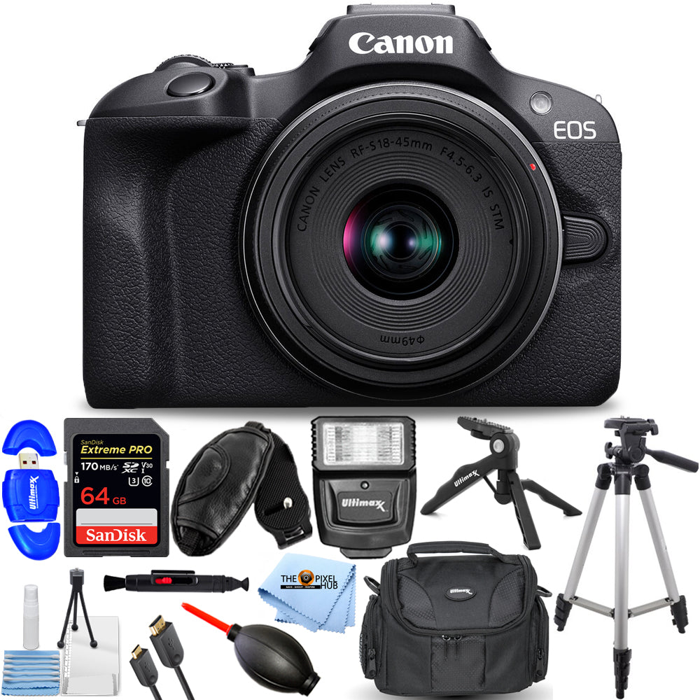 Picture 1 of 6
Canon EOS R100 Mirrorless Camera with 18-45mm Lens 6052C012 - 12PC Accessory Kit