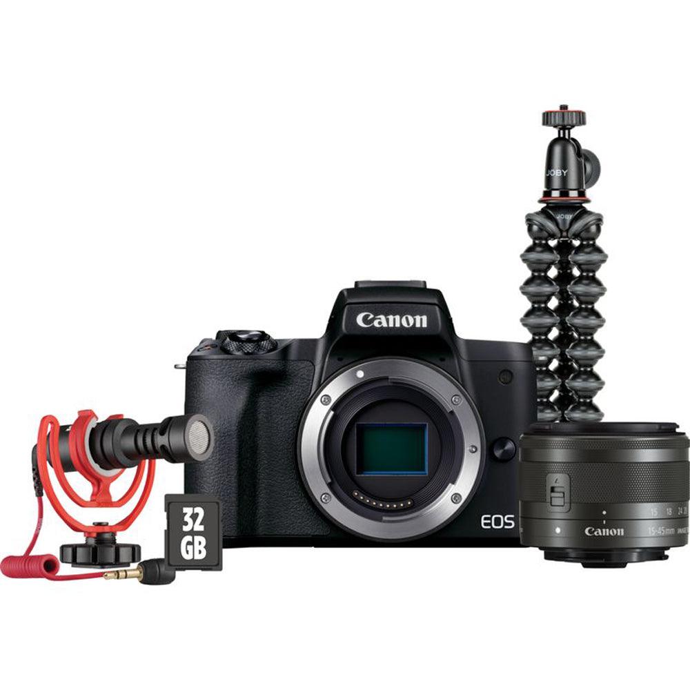 Canon EOS M50 Mark II Mirrorless Camera (Black) w/ 15-45mm Lens Vlogger 32GB Kit