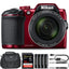 Nikon COOLPIX B500 Digital Camera (Red) 26508 + 32GB + Case Bundle