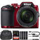 Nikon COOLPIX B500 Digital Camera (Red) 26508 + 32GB + Case Bundle Nikon