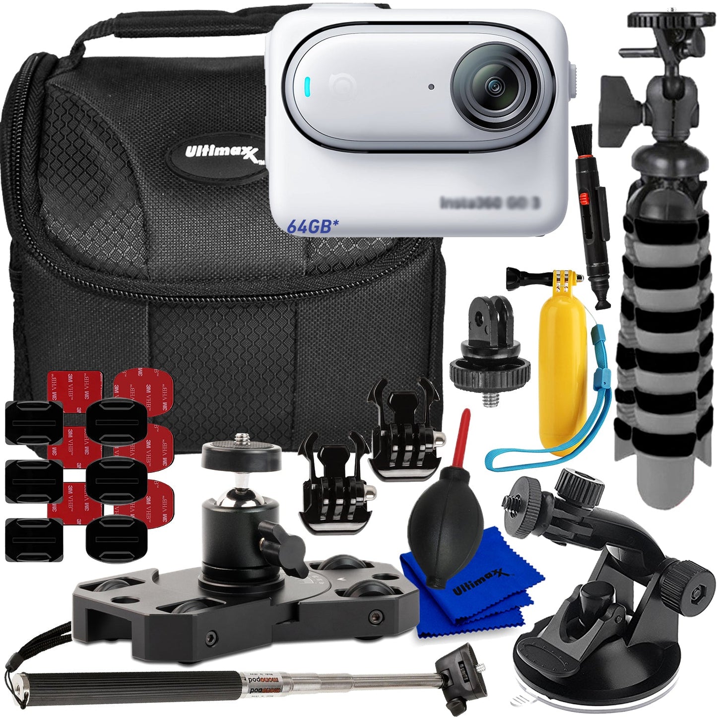 Insta360 GO3 S Standard Edition (Arctic White, 64GB) - 12PC Bundle Insta360