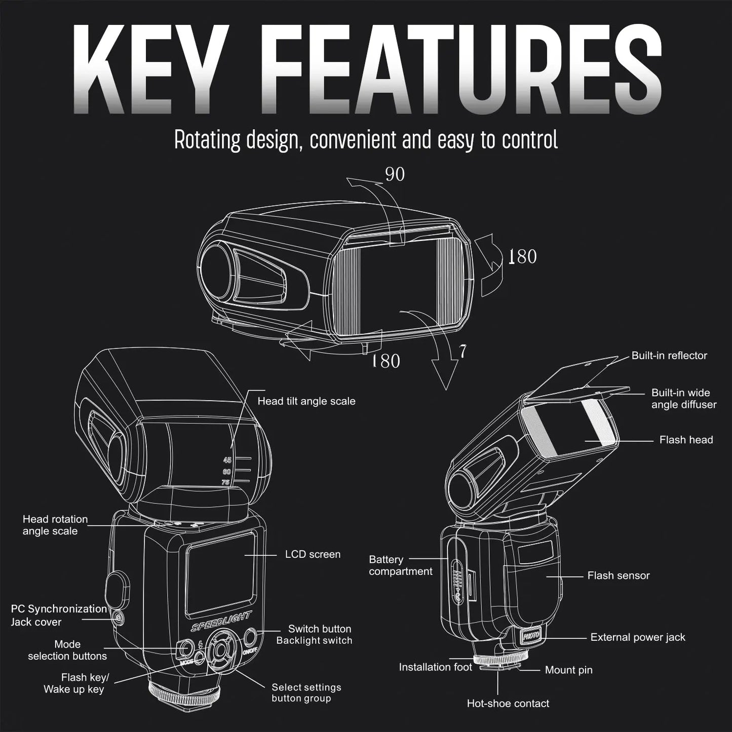 Universal Auto Flash w/ LCD Display by Ultimaxx, Slave Mode, Carry Pouch Ultimaxx