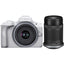 Canon EOS R50 Mirrorless Camera w/ 18-45mm and 55-210mm Lenses (White)