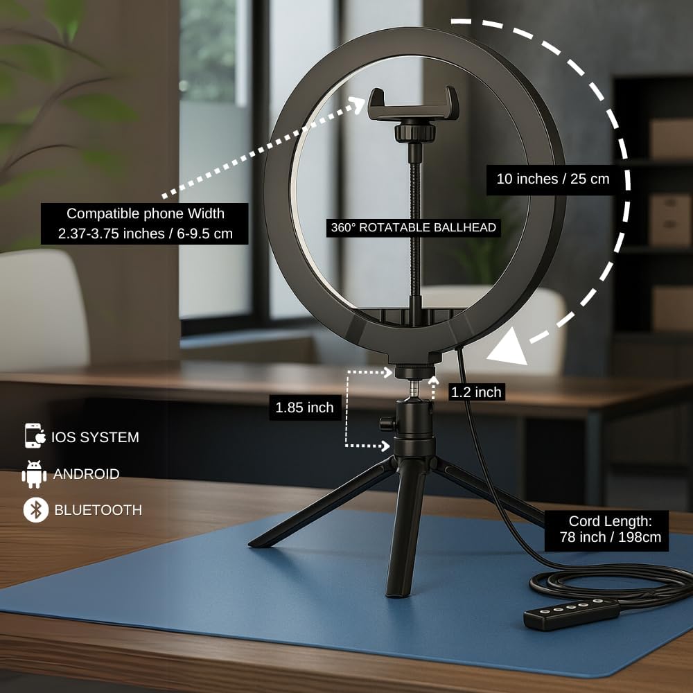 10" RGB Color Changing LED Ring Light with Tabletop Tripod