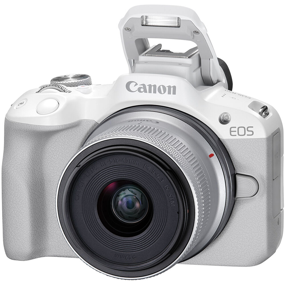 Canon EOS R50 Mirrorless Camera w/ 18-45mm and 55-210mm Lenses (White) Canon