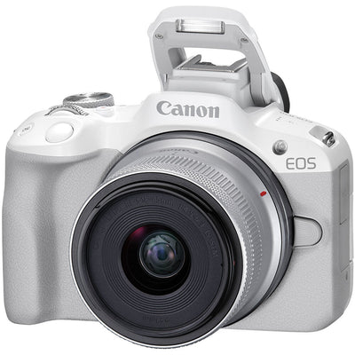 Canon EOS R50 Mirrorless Camera w/ 18-45mm and 55-210mm Lenses (White)