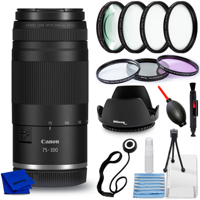 Canon RF 75-300mm f/4-5.6 Lens 7155C002 - 9PC Accessory Bundle
