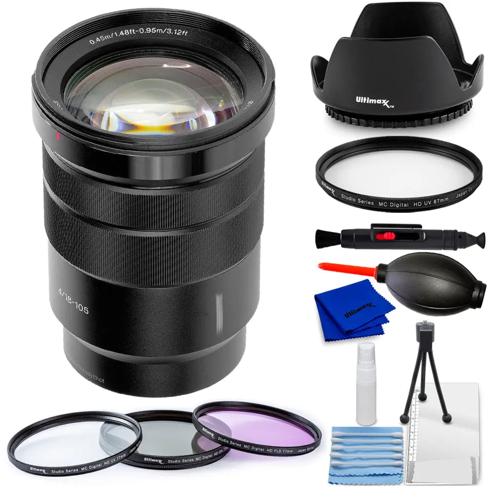 Sony E PZ 18-105mm f/4 G OSS Lens SELP18105G Pro Filter Kit Bundle Sony
