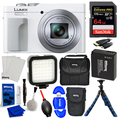 Panasonic TZ99/ZS99 Digital Camera (White) - 12PC Accessory Bundle
