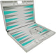 Lucite Acrylic Backgammon Set 18" Large Premium Board and Pieces (White/Aqua) Ready Covers