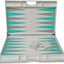 Lucite Acrylic Backgammon Set 18" Large Premium Board and Pieces (White/Aqua) Ready Covers