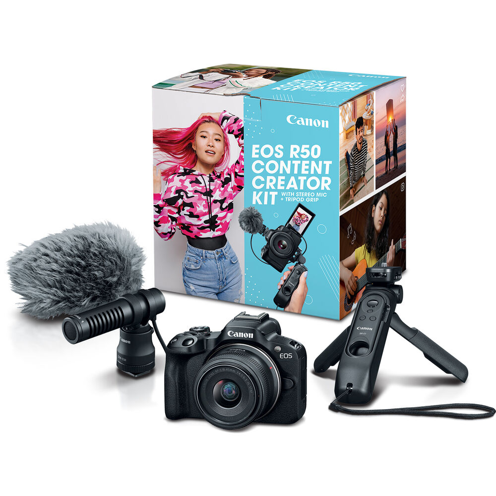 Canon EOS R50 Content Creator Kit 5811C059 - 7PC Accessory Bundle Canon
