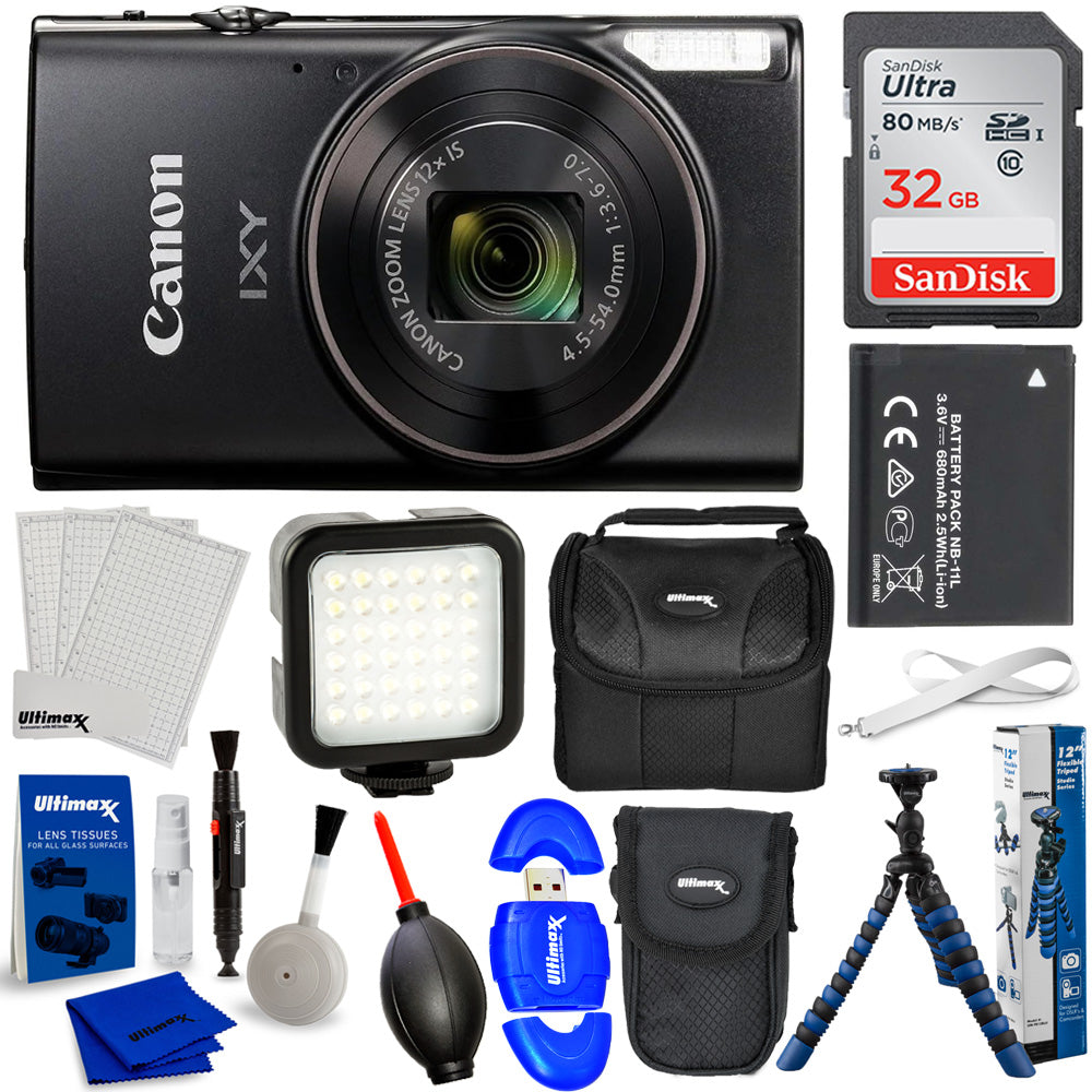 Canon Compact Digital Camera IXY 650 HS M (Black) 7280C001 - 12PC Accessory Kit Canon