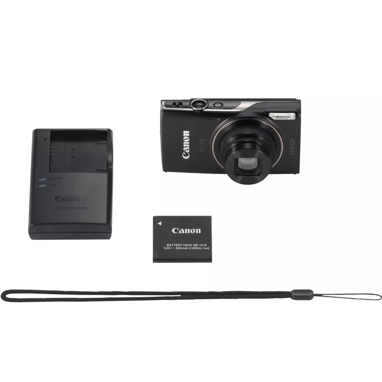 Canon IXUS 285 HS A Digital Camera (Black) - 12PC Accessory Bundle Canon
