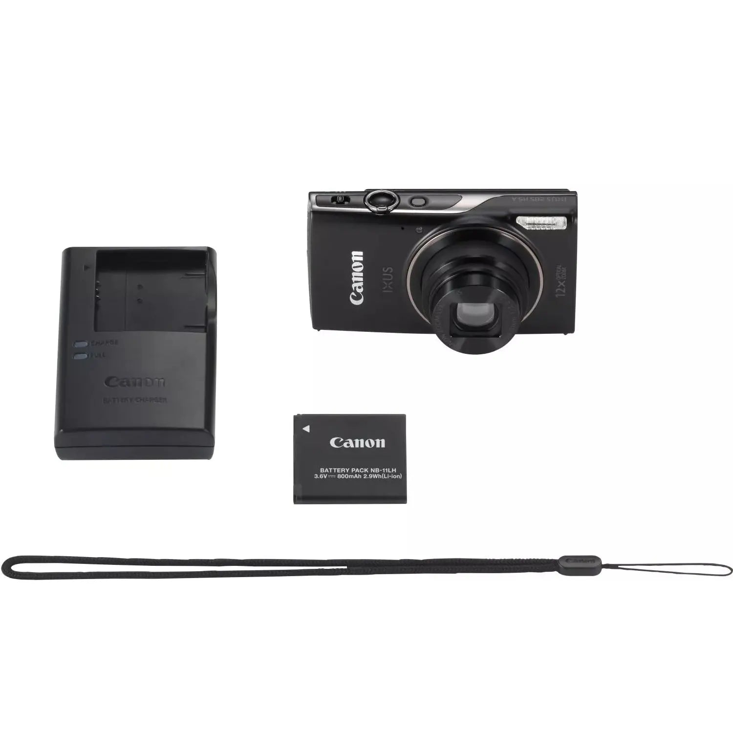 Canon IXUS 285 HS A Digital Camera (Black) - 12PC Accessory Bundle Canon