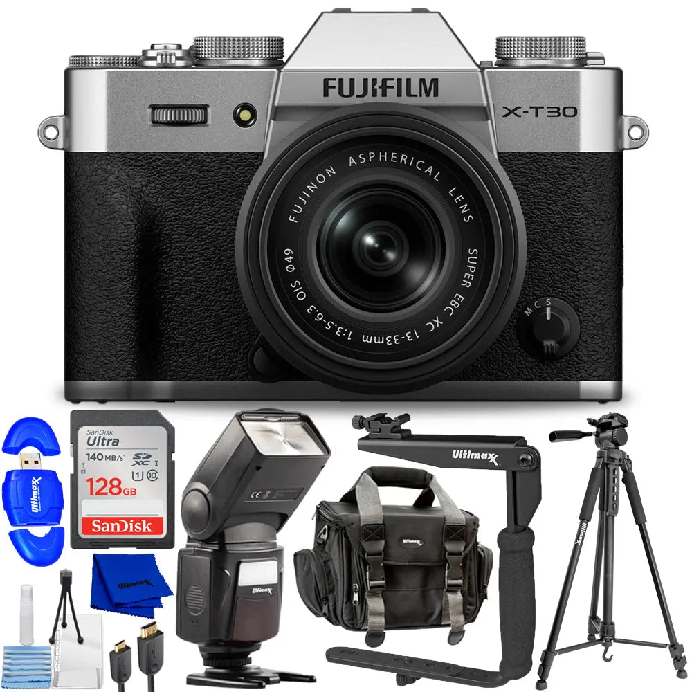 FUJIFILM X-T30 III Mirrorless Camera with 13-33mm f/3.5-6.3 Lens (Silver) Bundle