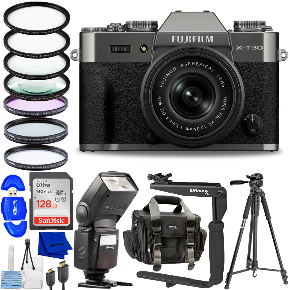 FUJIFILM X-T30 III Mirrorless Camera w/ 13-33mm Lens Charcoal Silver Filter Kit