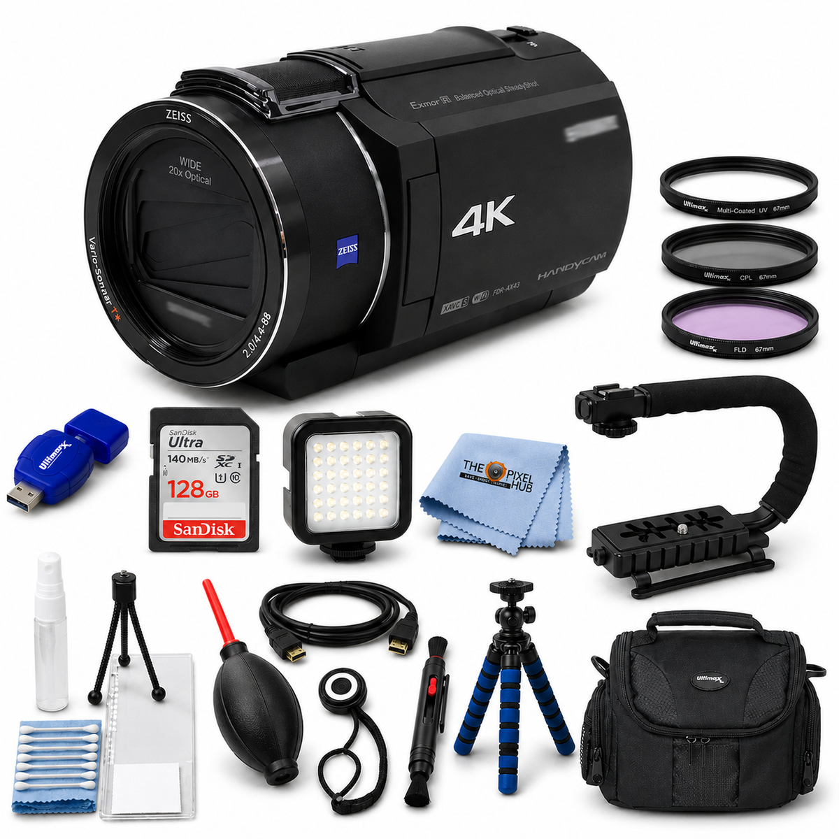 Sony FDR-AX45A UHD 4K Handycam Camcorder with 64GB Internal Memory Black Kit