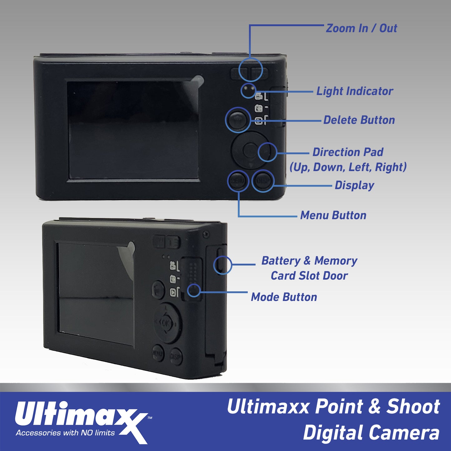 Ultimaxx 44MP Digital Compact Camera with 16x Digital Zoom w/ 32GB Card Kit