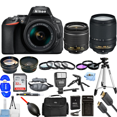 Nikon D5600 DSLR with AF-P 18-55mm + 18-140mm VR - Top Value 4 Lenses Bundle