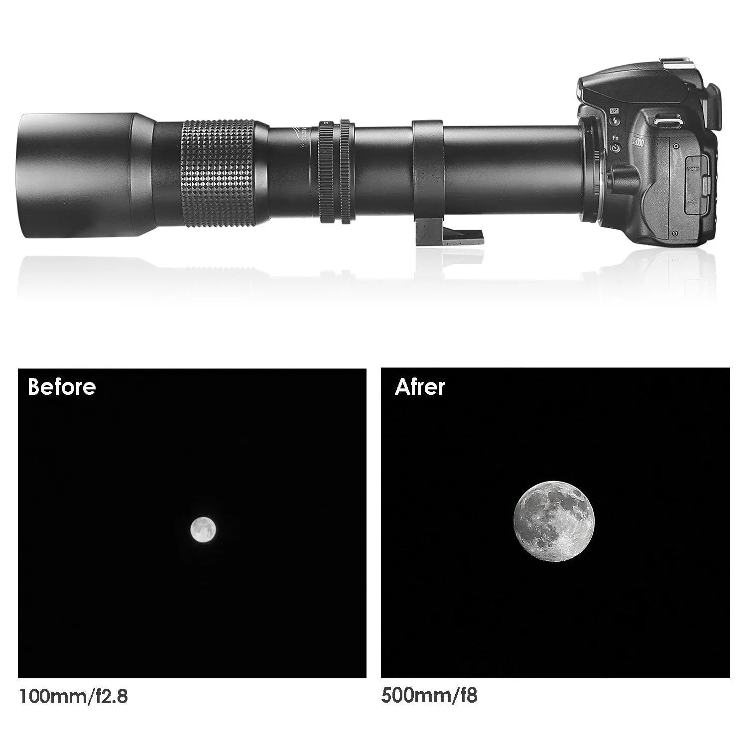 Super 500mm f/8 Manual Telephoto Lens for Nikon D5 D4S D810 D800 D750 D700 D610 Ultimaxx