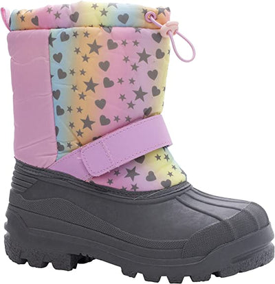 AQUAKIX Pink Metallic Hearts and Stars Print Snow Boots (Y1)