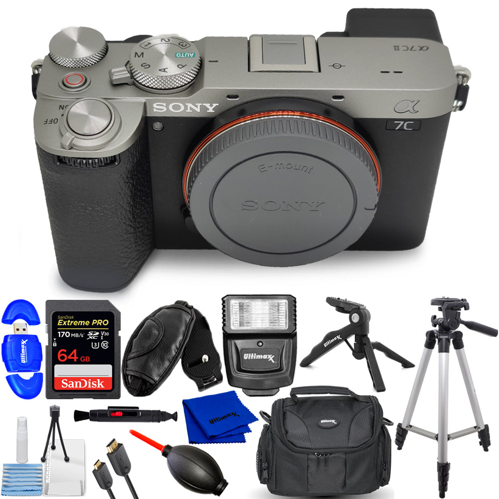 Sony a7C II Mirrorless Camera (Silver) ILCE-7CM2/S - 12PC Accessory Bundle