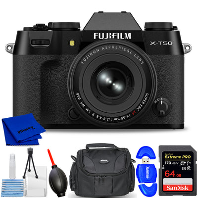 FUJIFILM X-T50 Mirrorless Camera with XF 16-50mm f/2.8-4.8 Lens (Black) Bundle