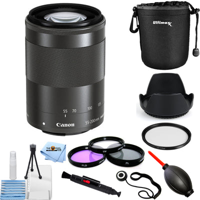 Canon EF-M 55-200mm f/4.5-6.3 IS STM Lens (Black) Bundle 2