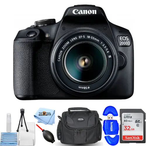 Canon EOS 2000D / Rebel T7 with EF-S 18-55mm III Lens - 6PC Accessory Bundle Canon