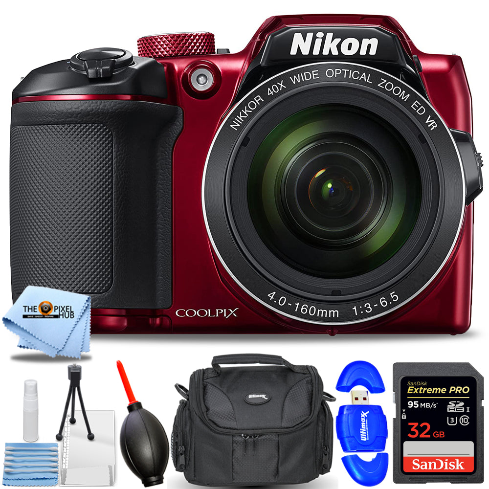 Nikon COOLPIX B500 Digital Camera (Red) 26508 - 7PC Accessory Bundle