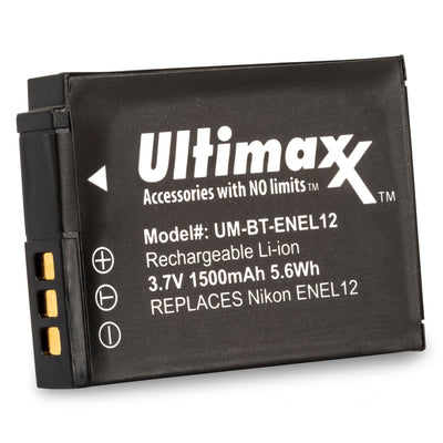 1500mAh EN-EL12 Battery for Nikon COOLPIX A1000 B600 AW100 AW110 P300 S630 S800c Ultimaxx