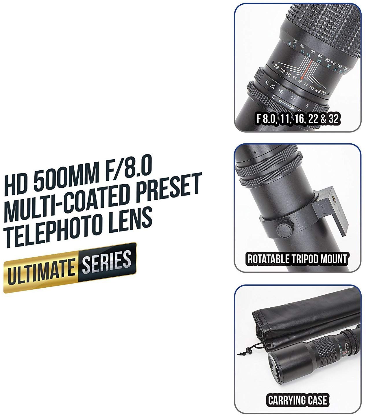 ULTIMAXX High-Power 500mm/1000mm f/8 for Canon RF-Mount with Filters + Backpack Ultimaxx