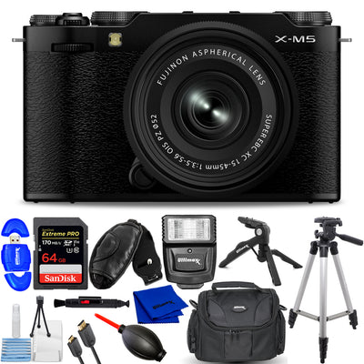 FUJIFILM X-M5 Mirrorless Camera with XC 15-45mm f/3.5-5.6 Lens (Black) - Kit