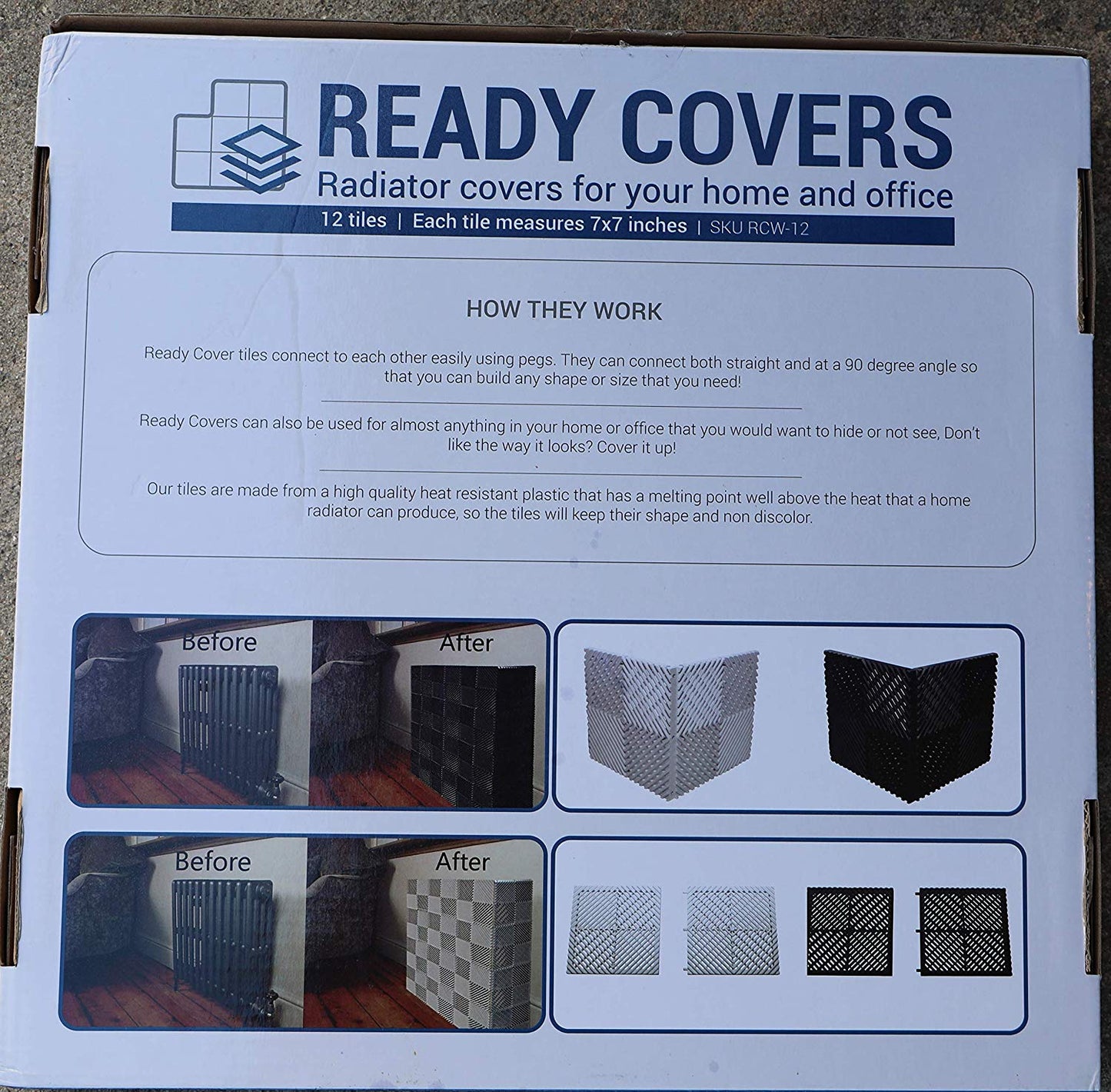 Ready Covers Radiator Cover (CHARCOAL - 12 Tiles, 60 Pegs)