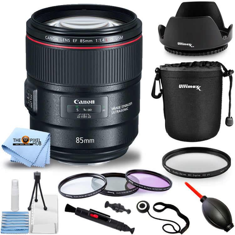Canon EF 85mm f/1.4L IS USM Lens 2271C002 + Filter Kit + Lens Pouch Bundle Canon