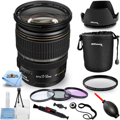 Canon EF-S 17-55mm f/2.8 IS USM Zoom Lens + Filter Kit + Lens Pouch Bundle Canon