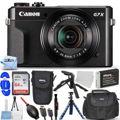 Canon PowerShot G7 X Mark II Digital Camera + EXT BATT + 64GB + Tripod Bundle Canon