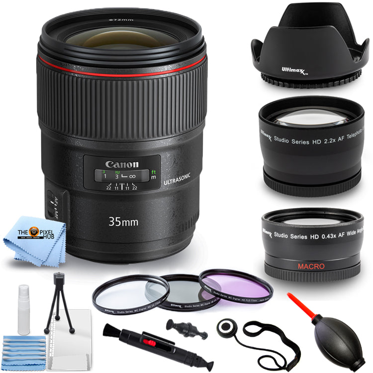 Canon EF 35mm f/1.4L II USM Lens 9523B002 - 10PC Accessory Bundle