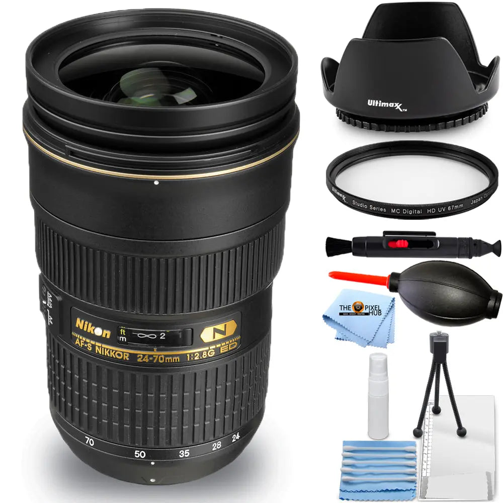 Nikon AF-S Nikkor 24-70mm f/2.8G ED Autofocus Lens (Black) 7PC Accessory Bundle Nikon