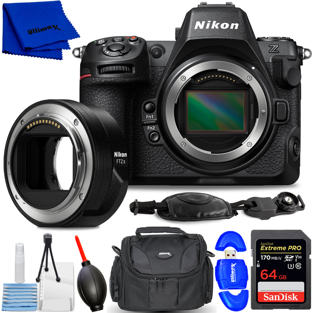 Nikon Z8 Mirrorless Camera and Nikon FTZ II Mount Adapter - 7PC Accessory Bundle