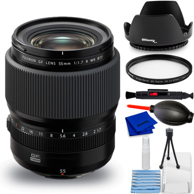 FUJIFILM GF 55mm f/1.7 R WR Lens 600023613 - 7PC Accessory Bundle